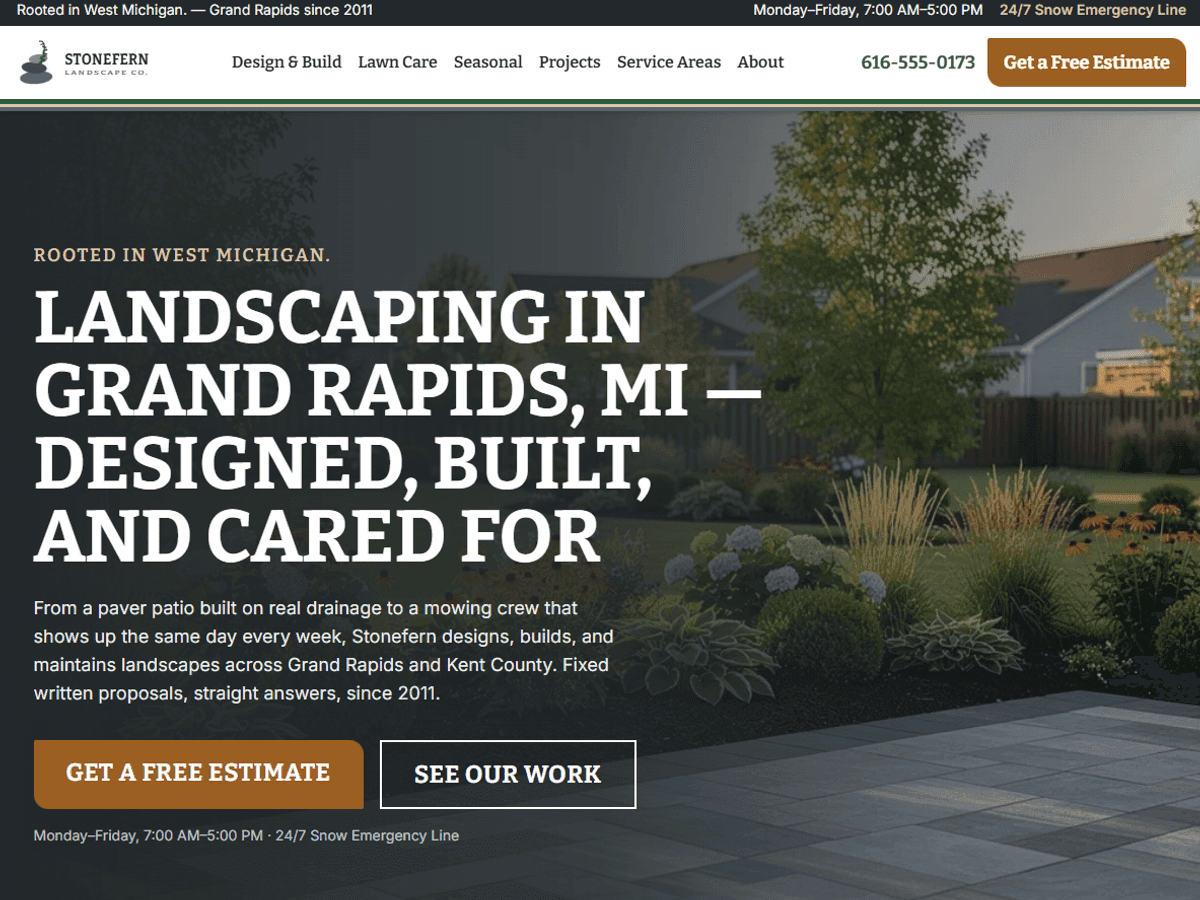 Stonefern Landscape Co. website built by VeloRank