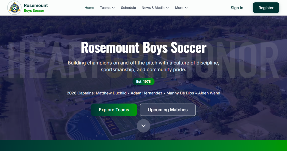Rosemount High School Boys Soccer website